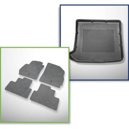 Ensemble: tapis velours + tapis de coffre pour Chevrolet Orlando (03.2011-2014) 5 porte - Standard - 7 places; 3me rangée abaissée