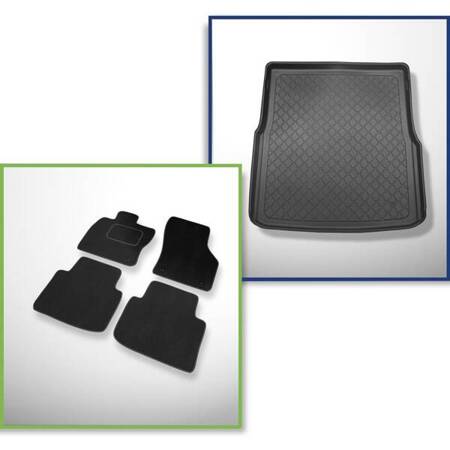 Ensemble: tapis velours + tapis de coffre pour Volkswagen Passat B8 (12.2014-....) 5 porte - Guardliner - ainsi que pour le Plug-in GTE