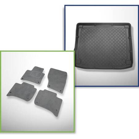 Ensemble: tapis velours + tapis de coffre pour Volkswagen Touareg II (02.2010-03.2018) 5 porte - Guardliner