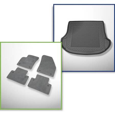 Ensemble: tapis velours + tapis de coffre pour Volvo S40 II (2004-06.2012) 4 porte - Standard