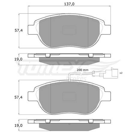 Plaquettes de frein pour Abarth 500 Cabriolet, Liftback (2008-2023) - Tomex - TX 14-45 (essieu avant)