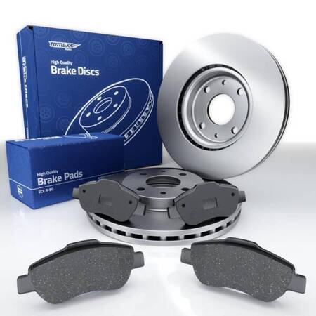 Plaquettes + disques de frein pour Fiat Panda II Hayon (2004-2012) - Tomex - TX 14-43 + TX 70-56 (essieu avant)