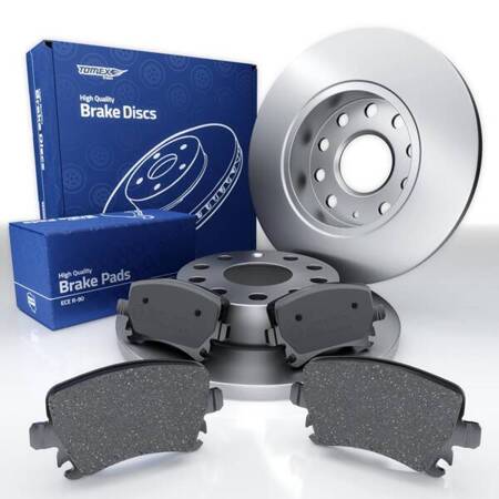 Plaquettes + disques de frein pour Volkswagen Caddy III Van, Break (2004-2015) - Tomex - TX 13-95 + TX 70-79 (essieu arrière)