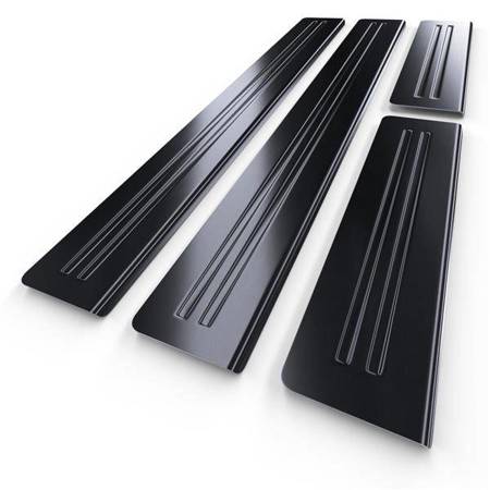 Protections de seuils de portes en acier pour Chrysler Cirrus Berline (4 portes) - (1995-2000) - Croni - 2 Line - noir (surface poncée)