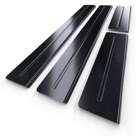 Protections de seuils de portes en acier pour Hyundai i20 I Hayon (5 portes) - (2008-2014) - Croni - Long Line - noir (surface poncée)