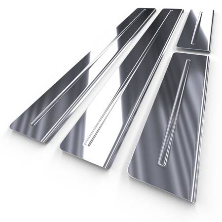 Protections de seuils de portes en acier pour Mitsubishi Colt I Hayon (5 portes) - (2003-2008) - Croni - Long Line - argent (brillant)