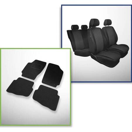 Set: tapis feutre + housses de siege confectionnees sur mesure pour Skoda Fabia I Hayon, Break, Berline (1999-2007) – Practic - deuxième rangée - banquette complète