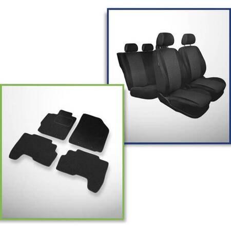 Set: tapis feutre + housses de siege confectionnees sur mesure pour Toyota Yaris II Hayon, Berline (2005-2010) – Practic