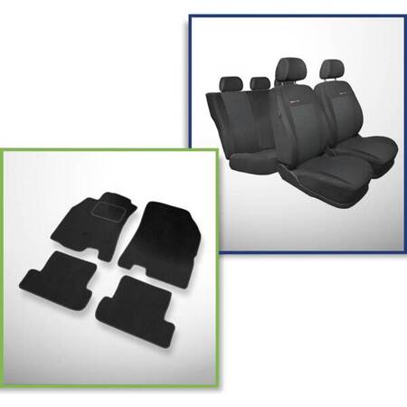 Set: tapis velours + housses de siege confectionnees sur mesure pour Renault Megane III Coupé, Estate, Hayon (2008-2016) – Elegance P-3