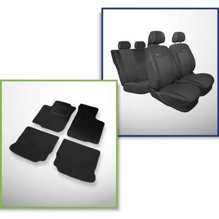 Set: tapis velours + housses de siege confectionnees sur mesure pour Volkswagen Golf IV Hayon, Cabriolet, SW (1997-2006) – Elegance P-3 - housse pour l'accoudoir arrière