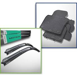 Ensemble: tapis de voiture en caoutchouc + balais d'essuie-glace de pare-brise pour Volkswagen Jetta V Berline, Variant (12.2005-2010)