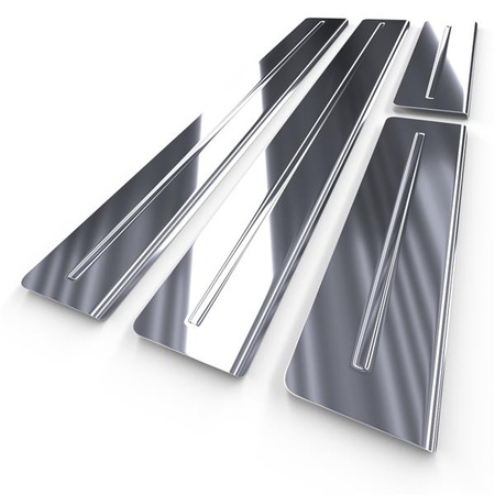 Protections de seuils de portes en acier pour Honda Civic X Hayon, Berline (4 portes, 5 portes) - (2016-2021) - Croni - Long Line - argent (brillant)