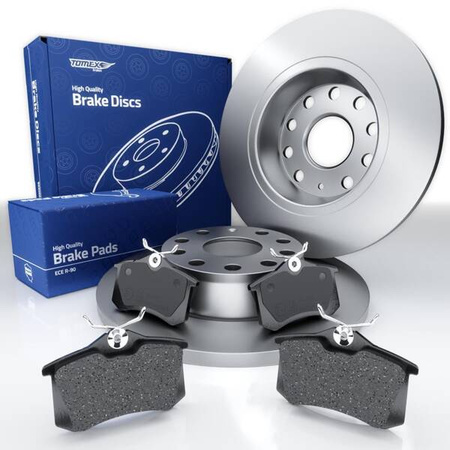 Plaquettes + disques de frein pour Volkswagen EOS I Cabriolet (2009-2015) - Tomex - TX 10-781 + TX 72-45 (essieu arrière)