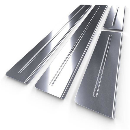 Protections de seuils de portes en acier pour Opel Astra H Caravan, Hayon, Berline (4 portes, 5 portes) - (2004-2013) - Croni - Long Line - argent (satiné)