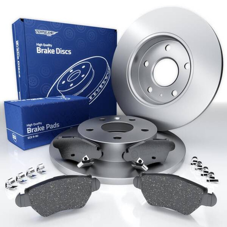 Plaquettes + disques de frein pour Opel Astra G Coupé, Hayon, Cabriolet, Break, Berline (1998-2005) - Tomex - TX 12-14 + TX 70-06 (essieu arrière)